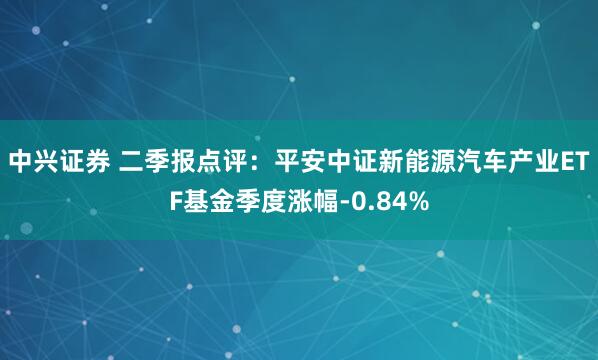 中兴证券 二季报点评：平安中证新能源汽车产业ETF基金季度涨幅-0.84%