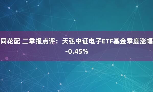 同花配 二季报点评：天弘中证电子ETF基金季度涨幅-0.45%